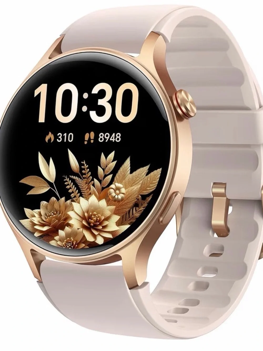 Rose Gold Smartwatch with Pale Pink Band - Health & Activity Tracker